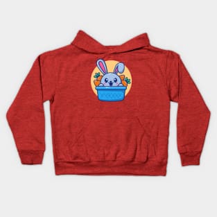 Cute Rabbit In Basket With Carrot Cartoon Kids Hoodie